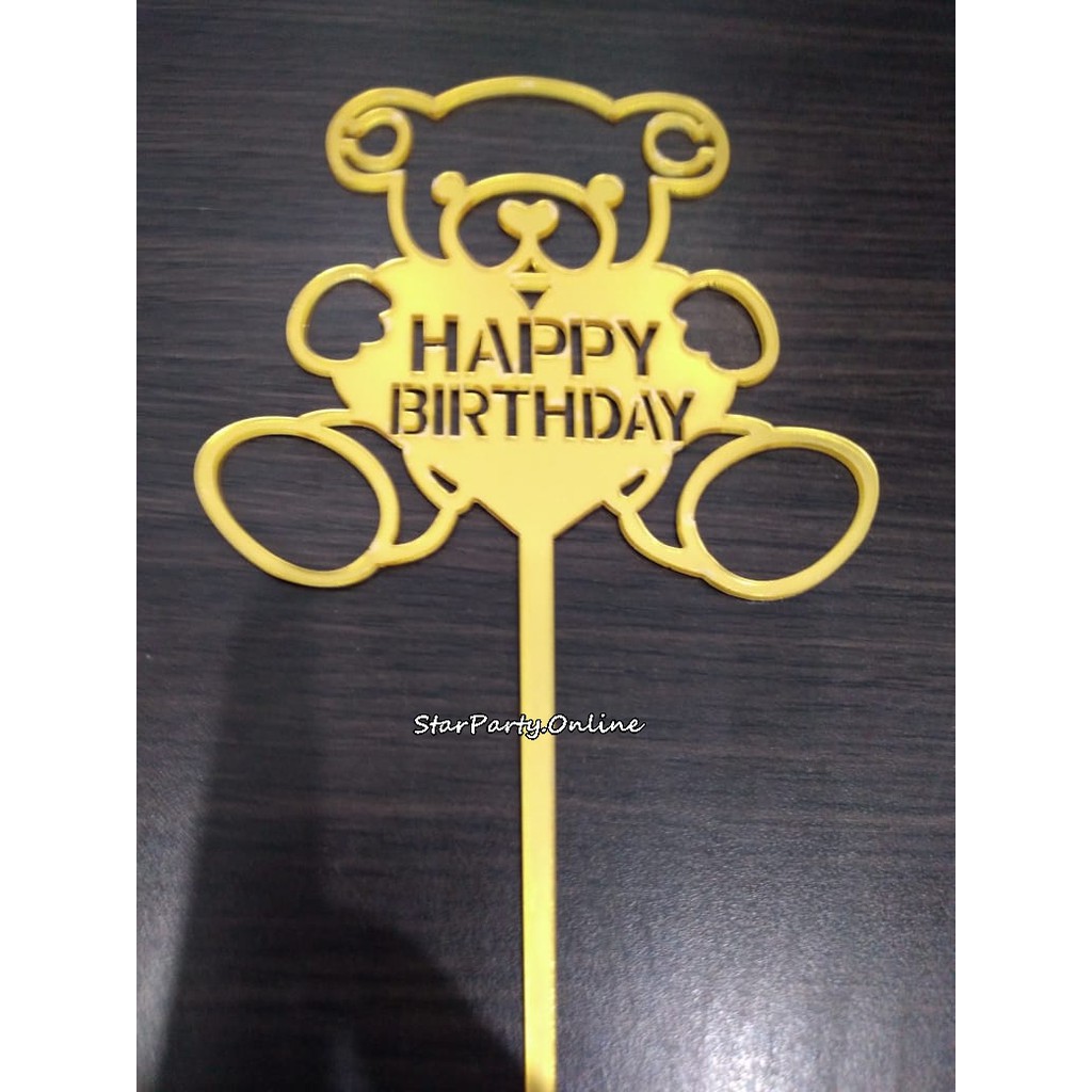 Topper Acrylic HBD  Mix Bear/Cake Topper /Hiasan Kue