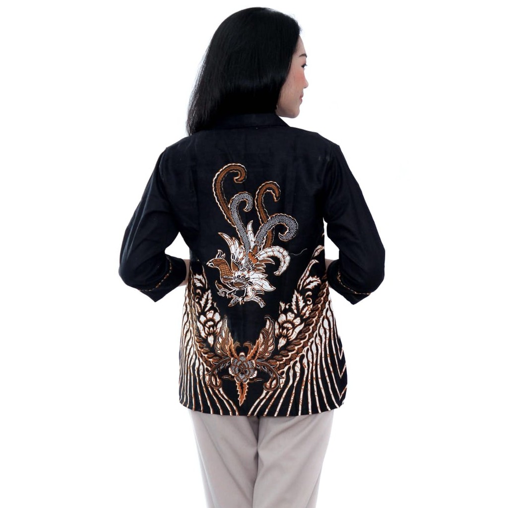 Couple Batik Blouse Wanita Lengan 7/8 &amp; Kemeja Batik Pria Lengan Panjang Size S-M-L-XL-XXL-3L-4L-5L