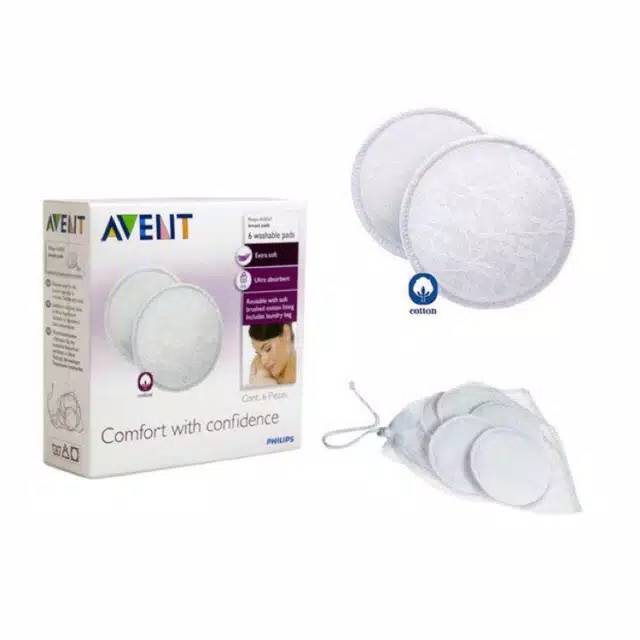 AVENT Breastpad Washable isi 6pcs (3 Pasang) Breastpad washable/breastpad bahan katun isi 6pcs breast pad Avent breastpads bisa dicuci, cuci ulang pakai ulang