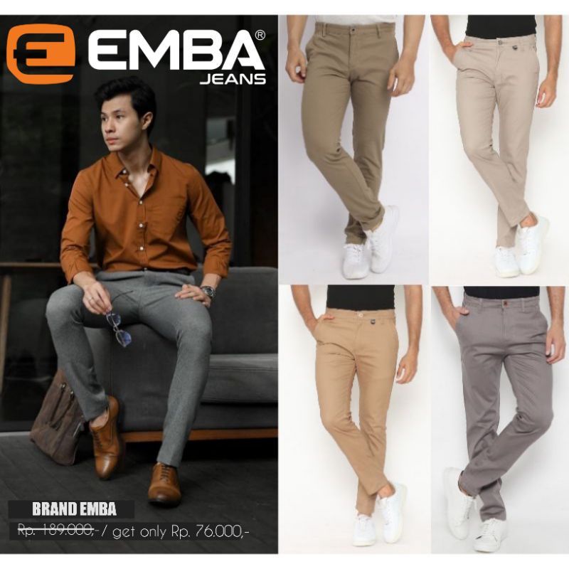 CELANA CHINO PANJANG EMBA PRIA MODEL SLIM FIT PENSIL TEBAL MELAR PREMIUM