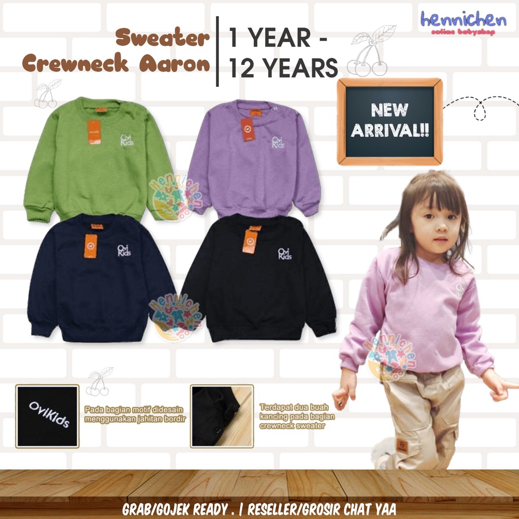 SWEATER CREWNECK AARON SWEATER BAJU LENGAN PANJANG ANAK LAKI-LAKI PEREMPUAN 1-6 TAHUN OVIKIDS