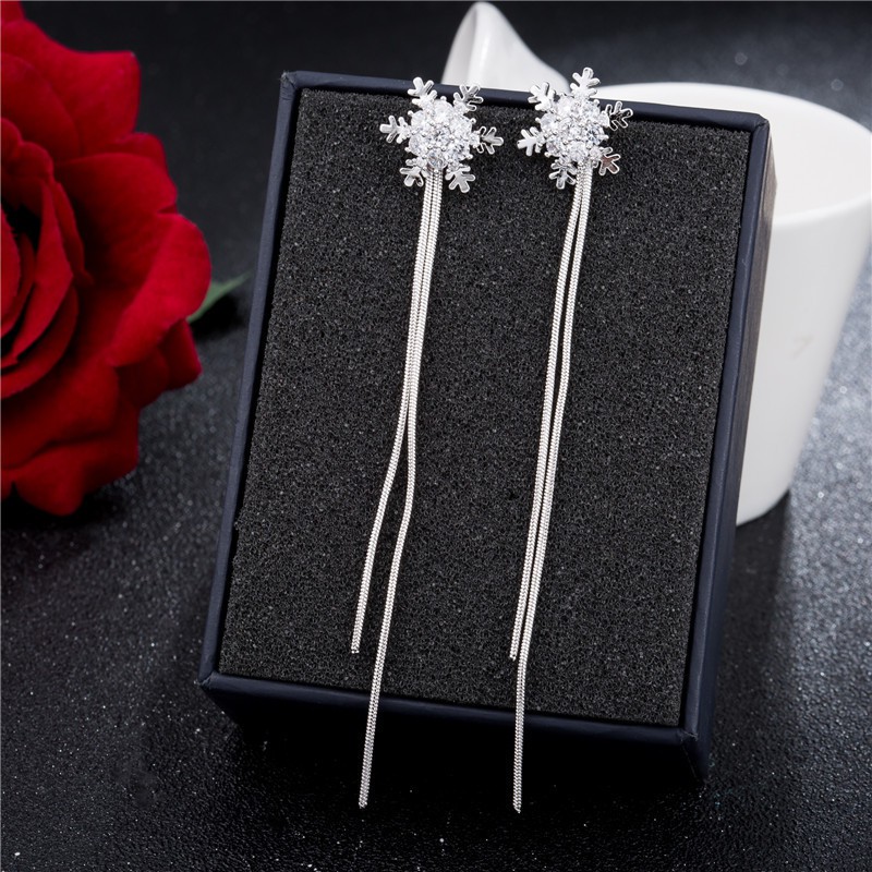 Anting Silver Perak S925 Wanita Fashion Murah AAS005 motif bunga panjang bawah juntai cocok pesta