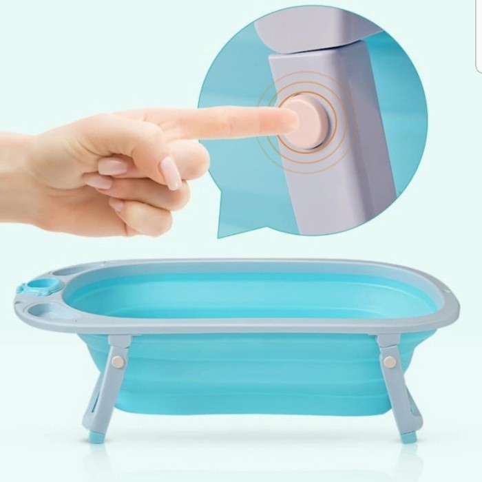 

Bak Mandi Bayi Lipat TH316 Folding Baby Bath Tub Portable - Biru Muda