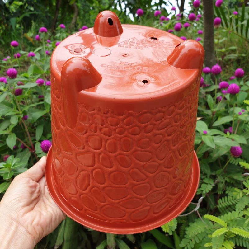 BJP CORAL 03 (22cm)  Budi Jaya pot bunga plastik motif batu alam bagus pot tanaman murah