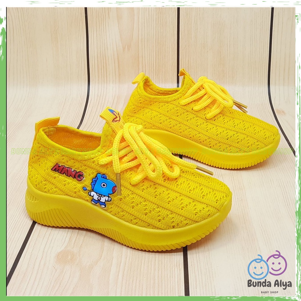 Sepatu Anak Laki Laki IMPORT Usia 1 Sampai 7 Tahun KUNING Lentur Alas Karet - Sepatu Anak Cewek Cowok Lentur Elastis Motif Karakter Lucu Model Kekinian Anti Licin Size 22 Sampai 36