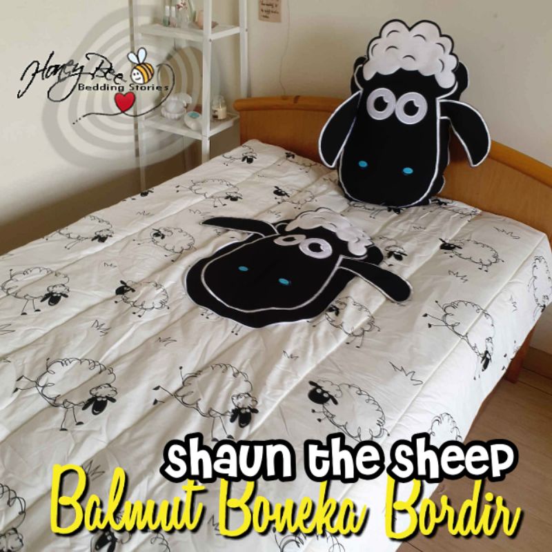 Balmut Boneka Bordir Shaun The Sheep & Bitzer The Dog