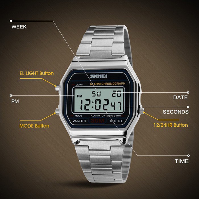 Jam Tangan Wanita Digital Rantai Original SKMEI 1123 Casio Anti Air