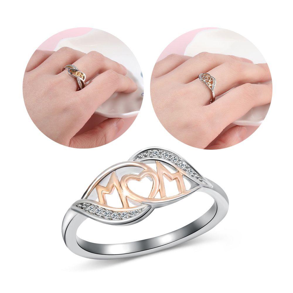 Cincin LILY Love Mum Pesta Berbentuk Hati 18k Rose Gold925 Sterling Silver