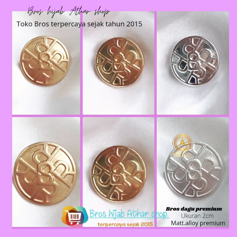 Bros B/bross signature branded /brooch button/Bros hijab buttonscarves Athar shop scarves murah-Button x RM 2CM 6PCS