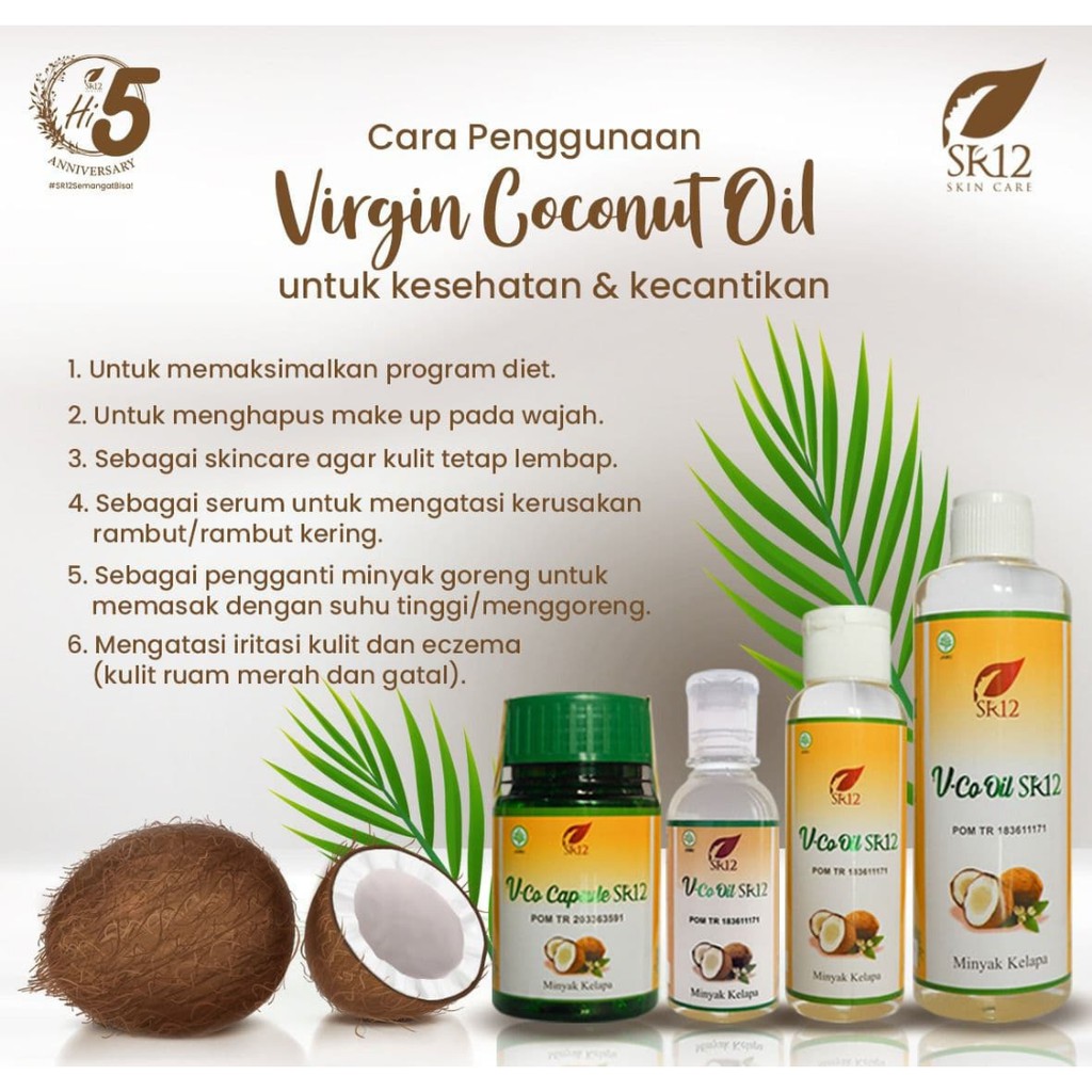 Sr12 Vco Minyak Kelapa Alami Virgin Coconut Oil Murni Minyak Kelapa Alami Indonesia