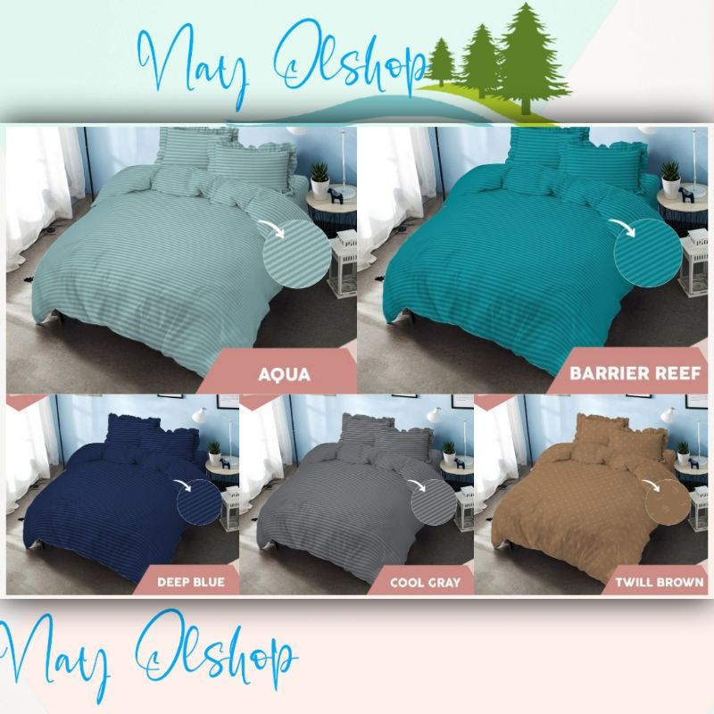 Bedcover set Kintakun Polos Embos Ukuran 180x200 Aqua,Barrier reef , Deepblue , Coolgray ,Twillbrown