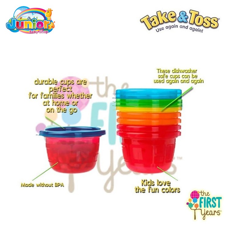 [ 6 PCS] The First Year Take &amp; Toss 4.5 oz / 133 ml Snack - Snack Cup with Lid