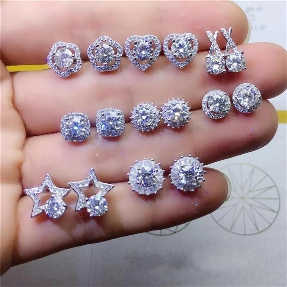 Solighter Cubic Zirconia Anting Tindik Hadiah Pertunangan Pernikahan Perhiasan Fashion