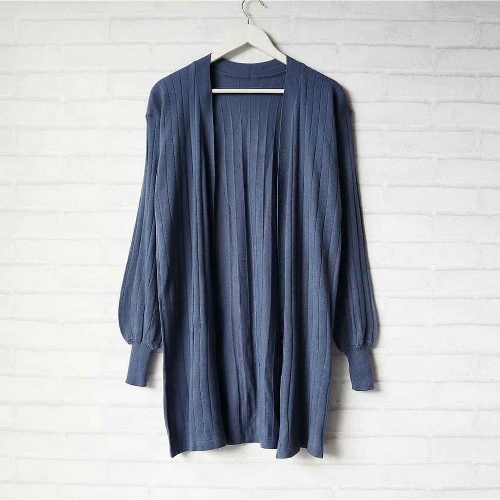 REVITA LONG CARDI KNIT-Blue denim