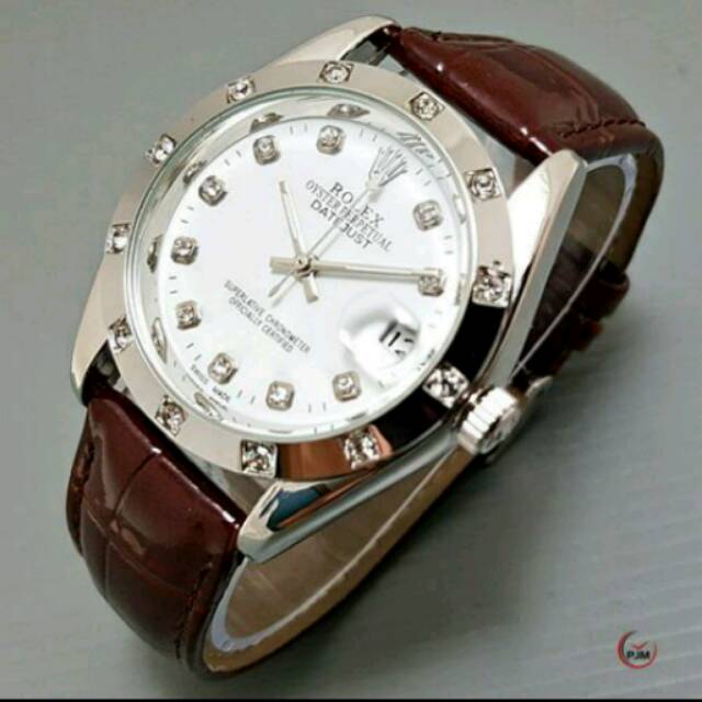 Jam Tangan Wanita Elegant Rolex Tali Kulit