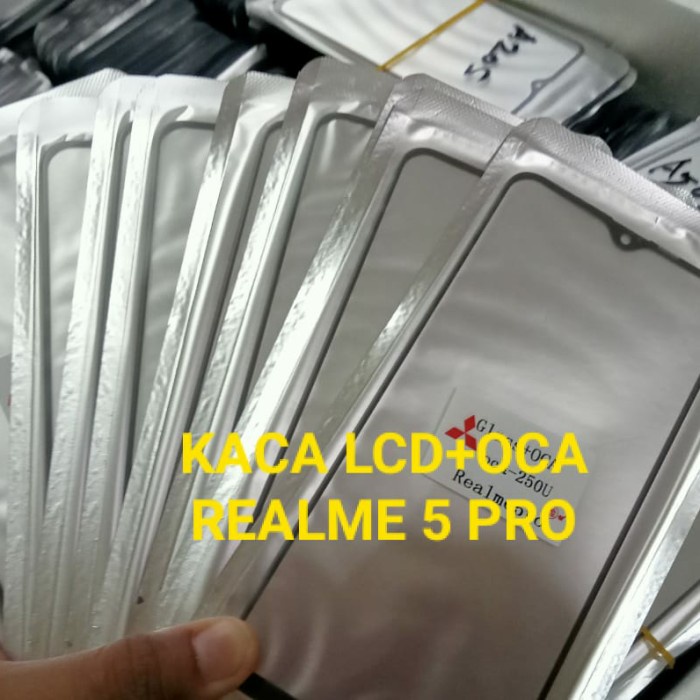 kaca lcd kaca depan kaca touchscreen + lem oca realme 3 pro / realme 5 pro