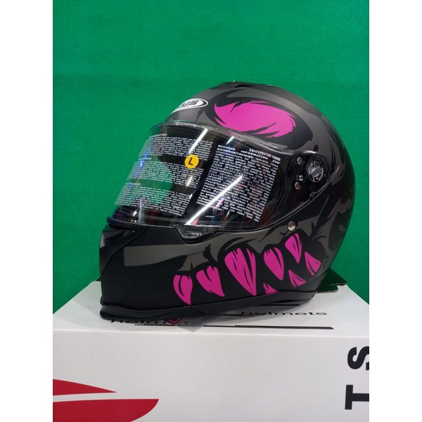HELM ZEUS ZS 822B | MATT BLACK AN27 PINK | ZS822B FLAT VISOR(ONGKIR TERMURAH 2KG)