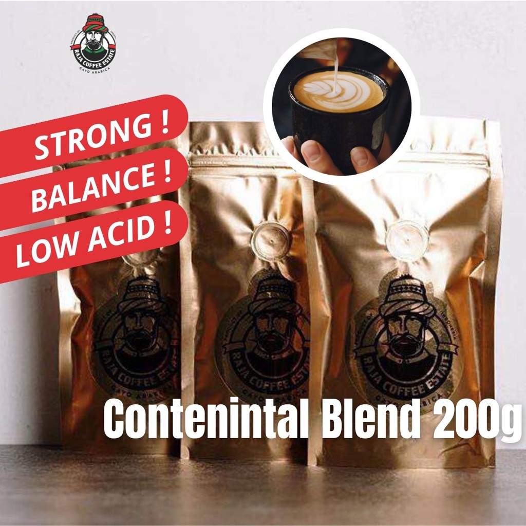 

KOPI ARABIKA ROBUSTA 200G RAJA COFFEE ESTATE BIJI BUBUK ACEH GAYO CONTINENTAL BLEND FRESH ROAST