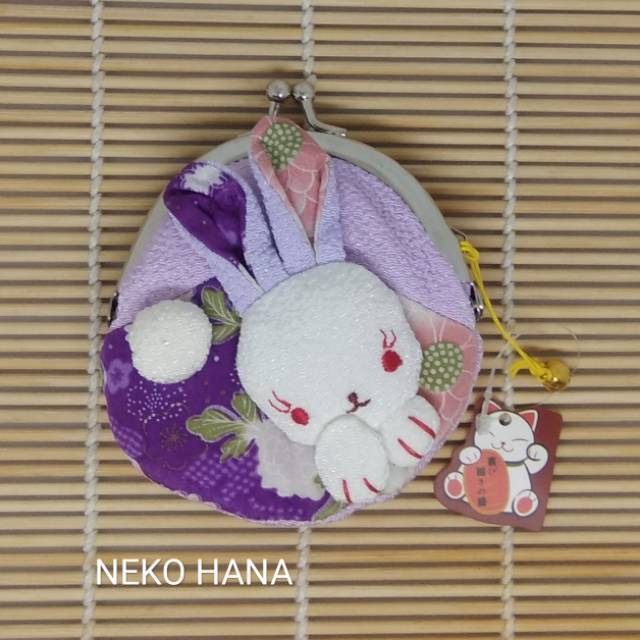 Chirimen Dompet koin kelici usagi kain jepang