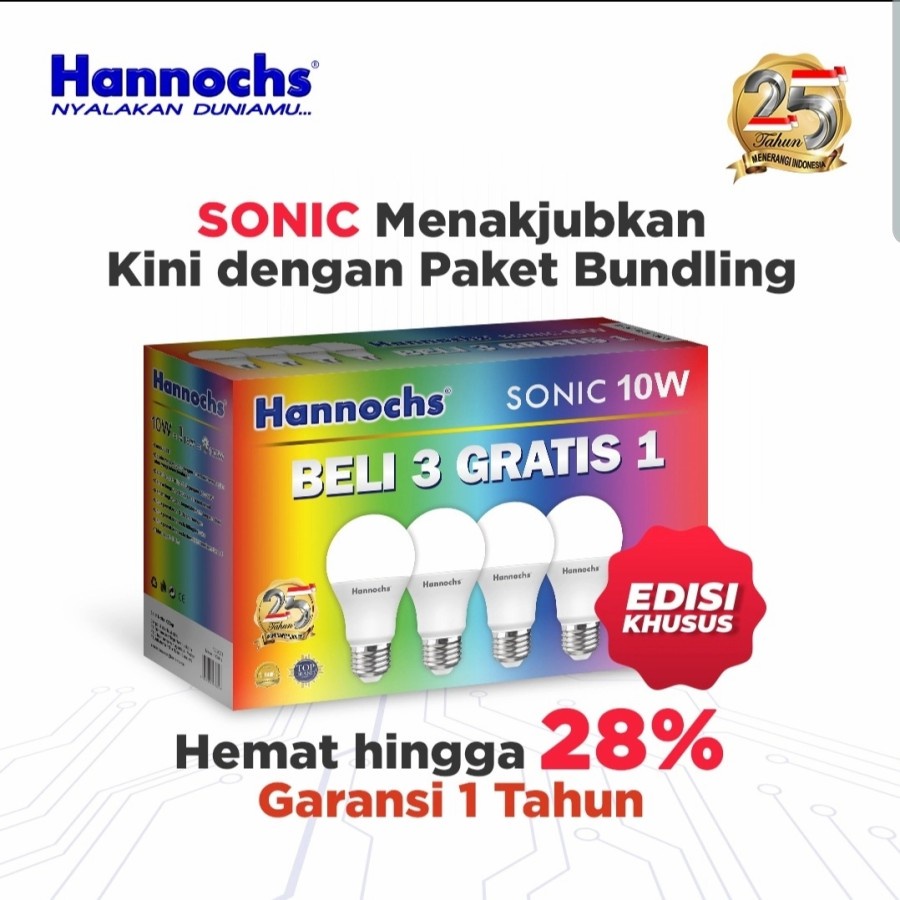 Lampu LED Hannochs Sonic 13w 13 watt multipack paket isi 4 pcs lampu