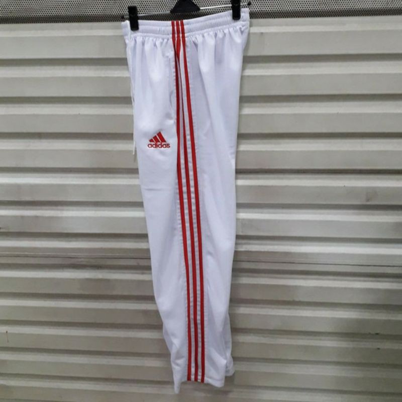Celana training putih #celana training lis merah #celana olahraga M L XL XXL-Putih Ada Logo