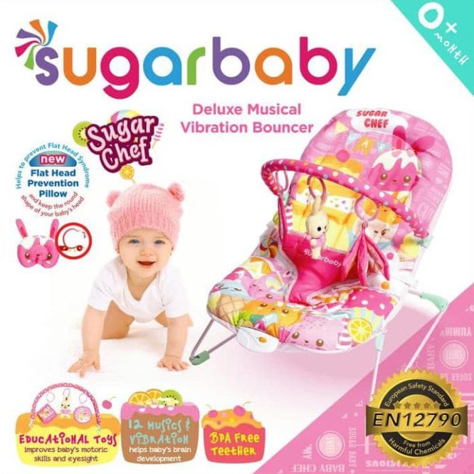 Jessen Sugarbaby Bouncer Sugar Baby Deluxe Musical Vibration 1 Recline-3