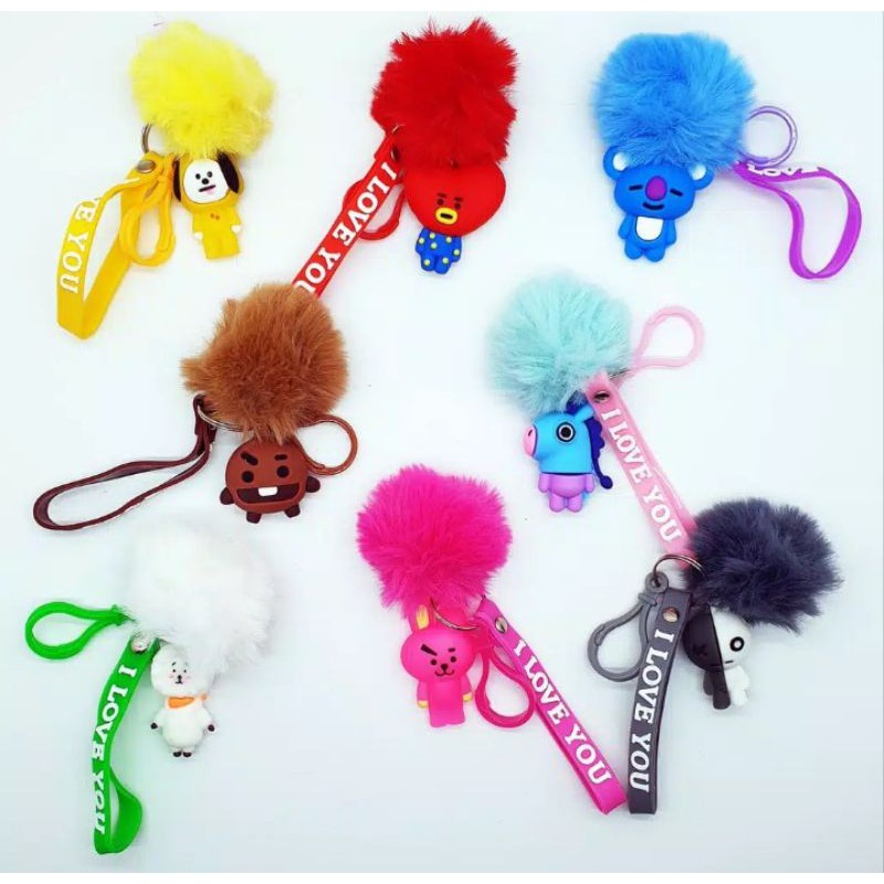 GANTUNGAN KUNCI BULU BTS BT21