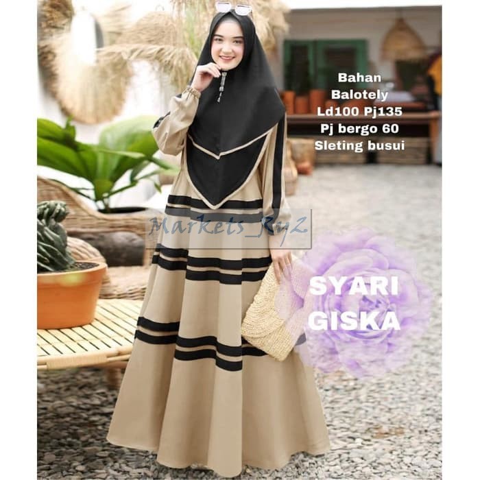 Gamis Muslim Wanita Bordir Original Terbaru 2021 Busana Muslim Wa HK479 Syari Giska Coksu [Gamis 0