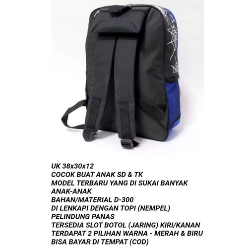 Tas ransel anak SD/TK Spiderman/Tas ransel anak laki-laki/Tas ransel anak laki-laki topi