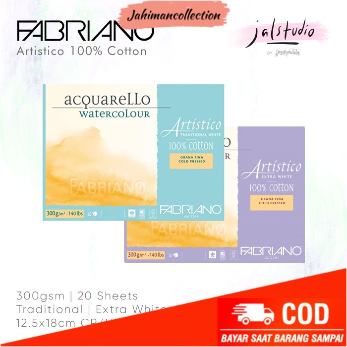 

✨ BISA COD ✨ Fabriano Artistico Traditional Extra White Watercolor Block 12x18.5cm - Traditional W., Rough