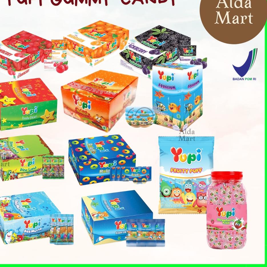 

❤️‍ ✿ALDA MART✿ Permen Yupi Candy Gummy BOX Burger Little Star Strawberry Kiss Bears Dino Land Seaworld Aquarium Bolicious !!!