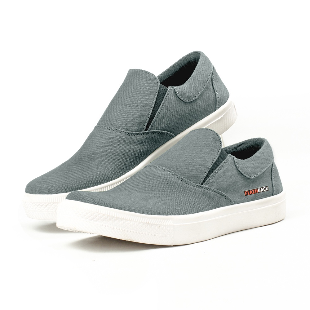 OWL GREY |ManNeedMe x FLAZHBACK| Sepatu Sneakers Pria Casual Slip On Kanvas ORIGINAL