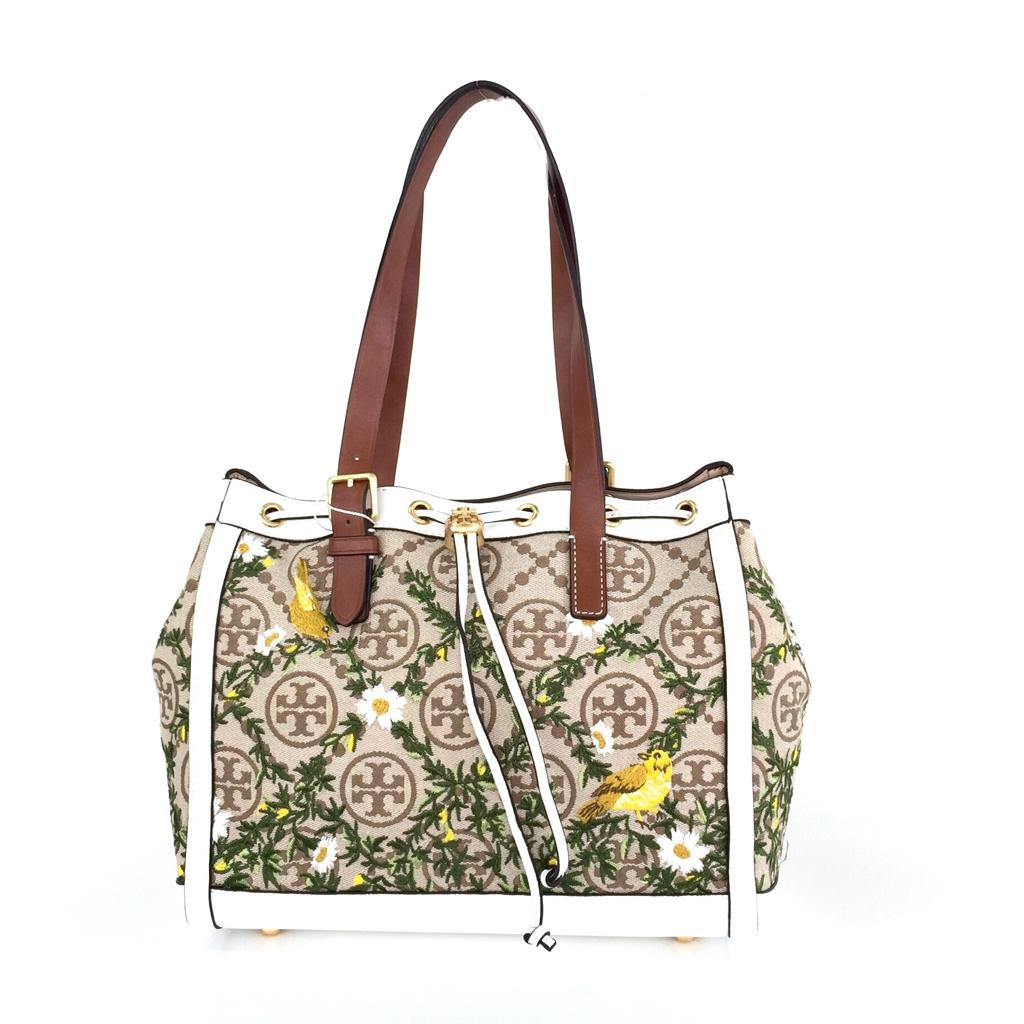 TORY BURCH T Monogram Jacquard Embroidered Tote Bag