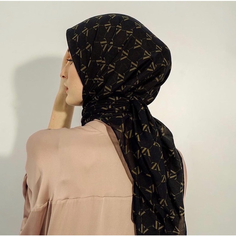 Monogram scarf black vivi zubedi