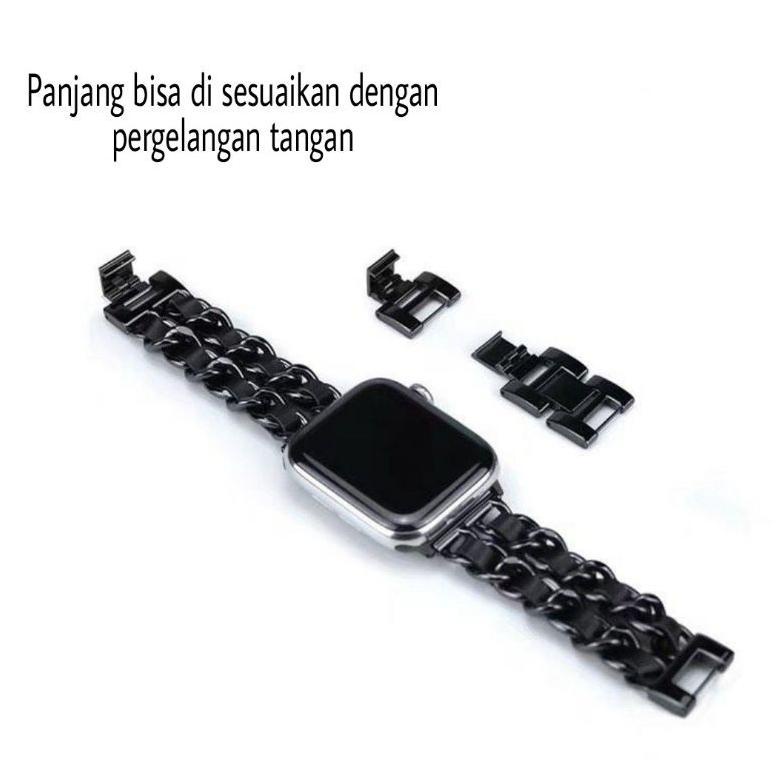 [KODE BARANG V88] Strap Rantai Kulit Leather Fashion Wanita tali jam apple watch iwatch jam 5 3 stai