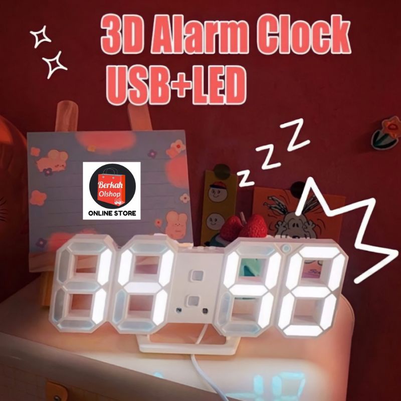 Berkah Oldshop 88 - Jam Dinding Digital LED Meja LED Clock 3615 Merah