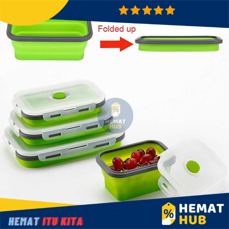 Kotak Makan Tempat Makanan Foldable Healthy Bento Folding Lunch Box 800ml Lipat Silicone