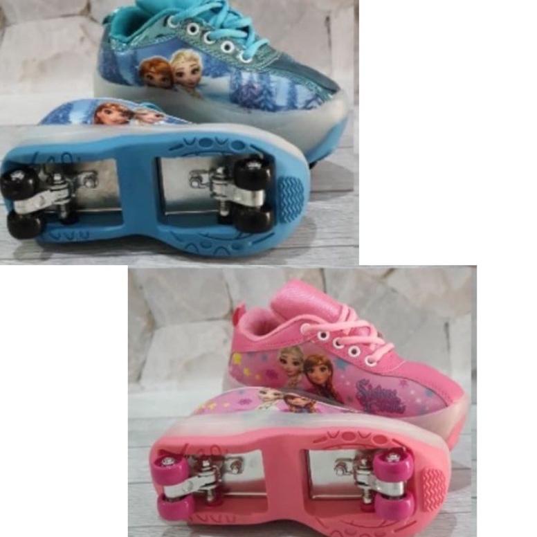 [KODE BARANG W6359] ORIGINAL  Sepatu Roda 4 Lipat Karakter / Frozen / Pony / LOL / Princess / Lampu