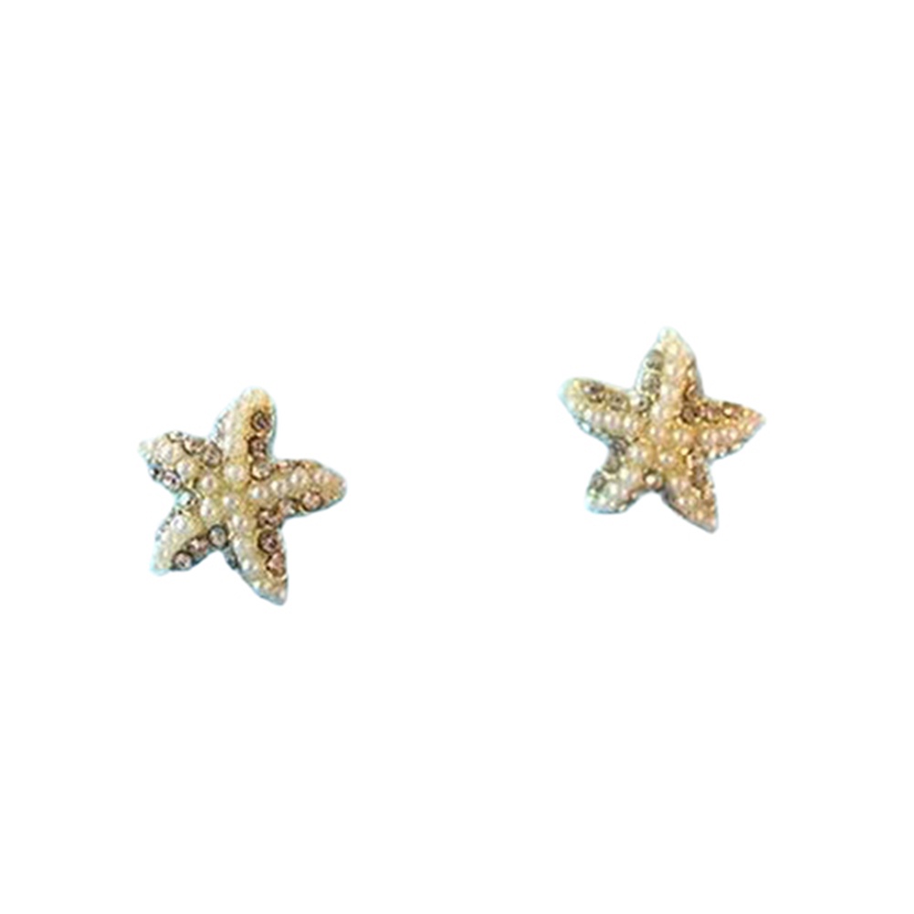 Hu Hu Hu Hu Hu Alat Bantu Pasang Kacamata♡ Anting Tusuk Motif Bintang Laut Hias Mutiara / Berlian Imitasi Untuk Wanita