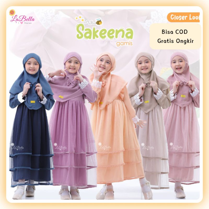 Gamis Anak Sakeena Labella Set Jilbab Dress Tutu Tumpuk