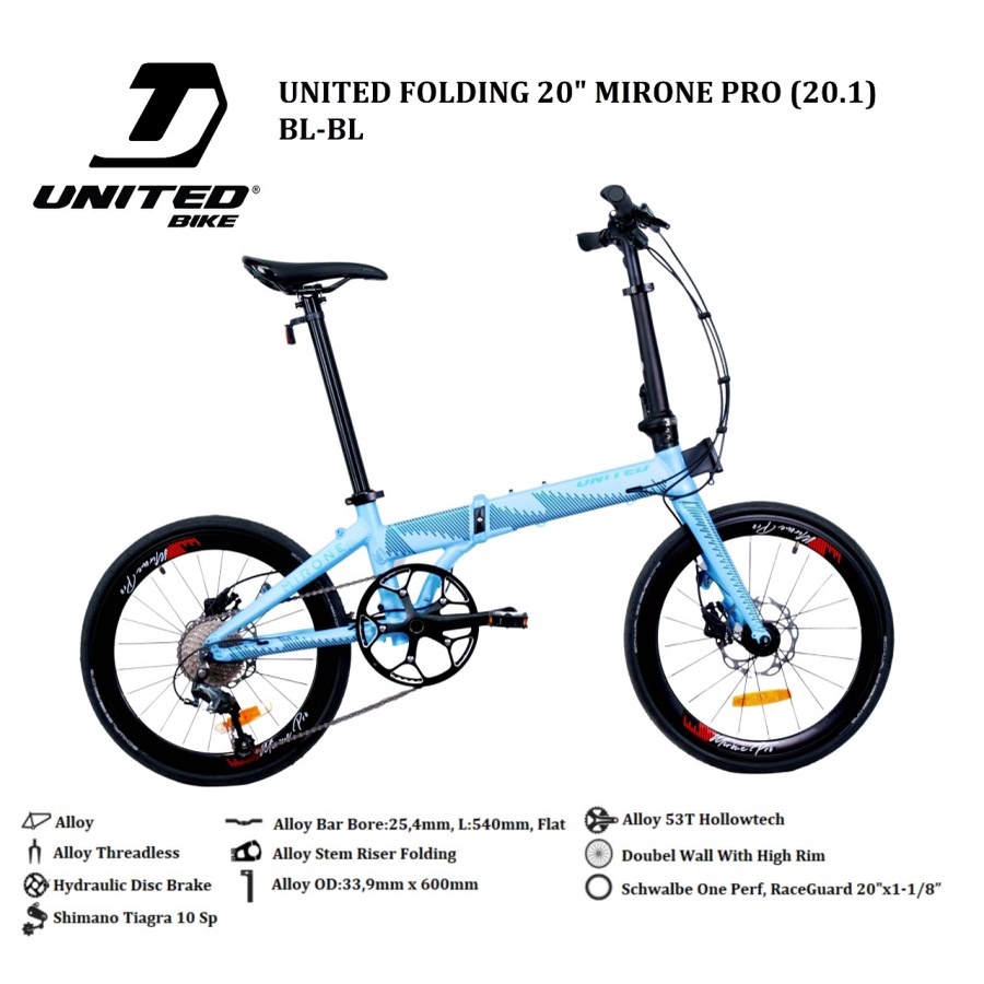 Sepeda lipat 20 united mirone pro 10 speed folding bike