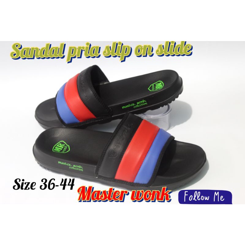 Sandal Pria Slide Slip on Sendal Anti Licin Ringan Selop Gokar masterwonk