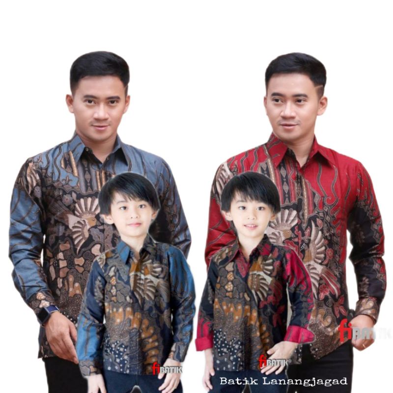 Batik Lanangjagad Couple Baju Kemeja Hem Batik Couple Ayah dan Anak Laki laki Cowok Premium Terbaru Terlaris Lengan Panjang Pendek Motif Manuktarung