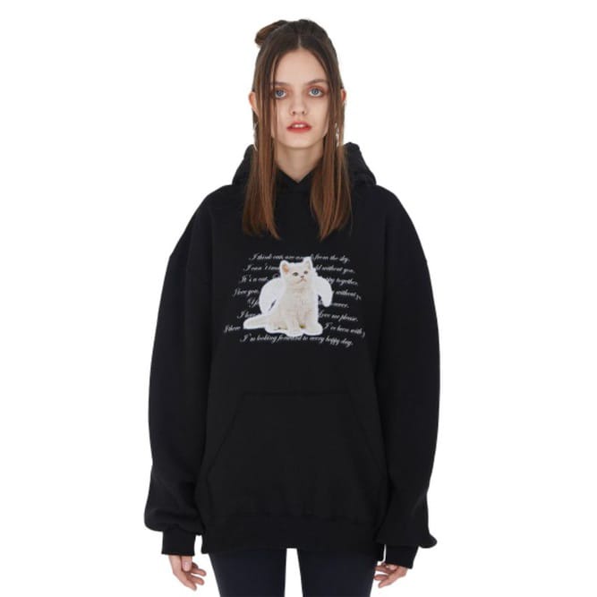 HOODIE CASUAL WANITA PRIA ALA KOREA WHITE NEKO CHAN FLEECE TEBAL HALUS KEKINIAN TERBARU''