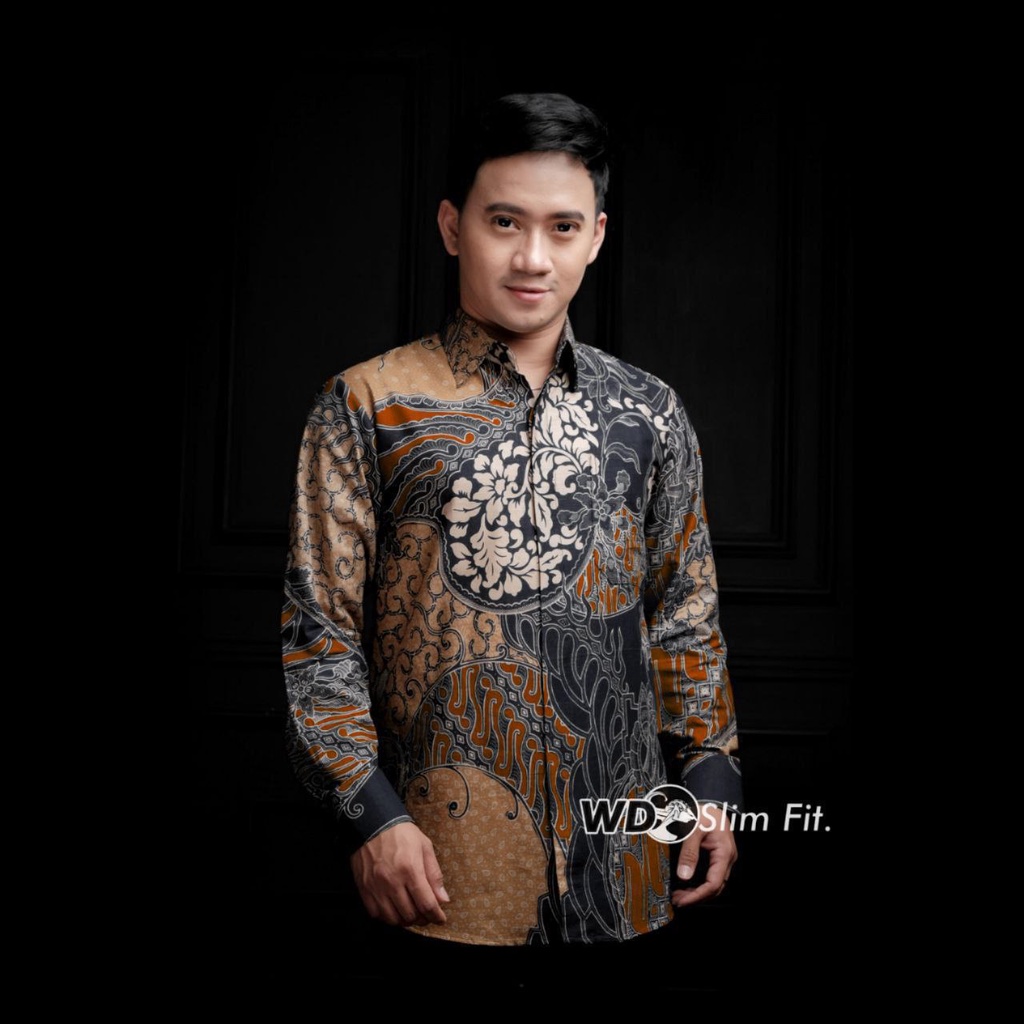 Batik Pria Lengan Panjang BATIK NAKULA HRB026 motif KERATONAN Kode 002 size M L XL XXL Reguler