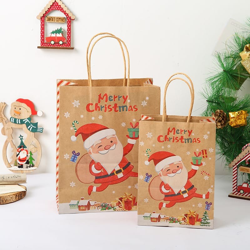 TAS KERTAS PAPER BAG HAMPERS HADIAH NATAL / IMLEK/ KADO HAMPERS / GIFT BAG KRAFT MOTIF BUNGA LUCU MEWAH TERBARU PB-B02