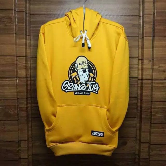 (BIG SALE) Sweater Hoodie Orang Tua Kuning Premium Quality