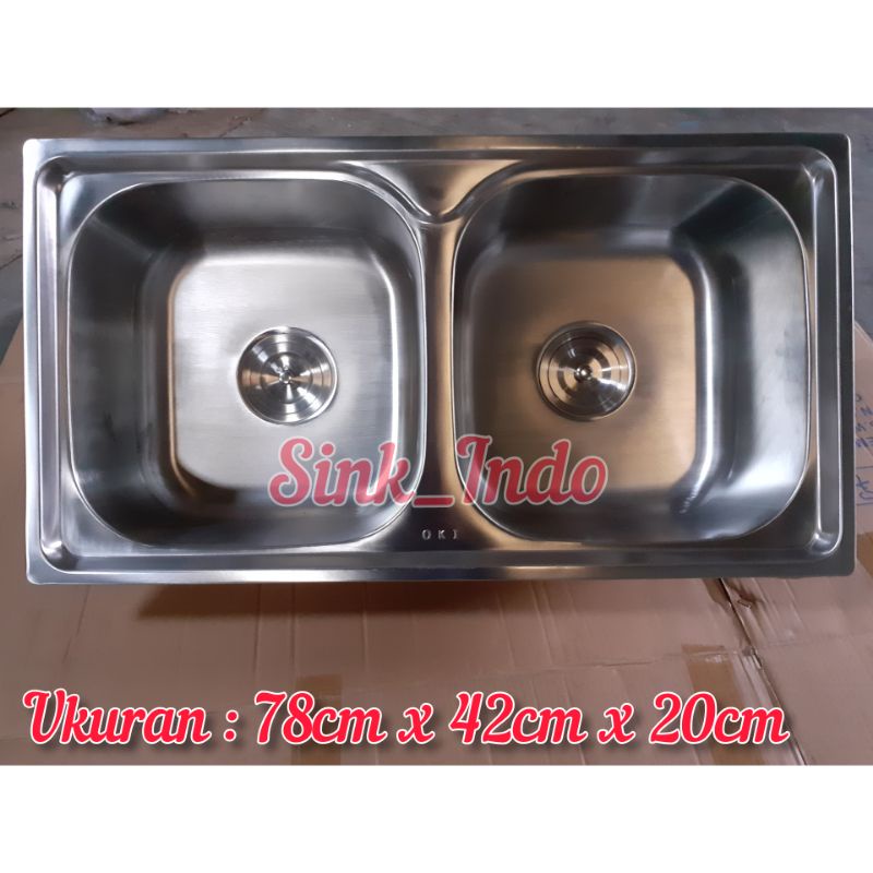 Bak Cuci Piring 2 Lubang Kitchen Sink Oki Ukuran 78 Westafel Wastafel Cuci Piring Shopee Indonesia