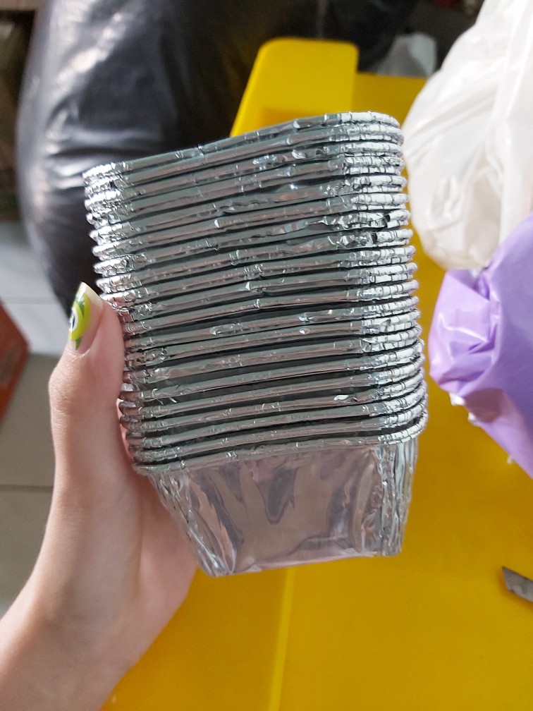Cup Aluminium Foil - Cup Kotak - Wadah Pastel Tutup