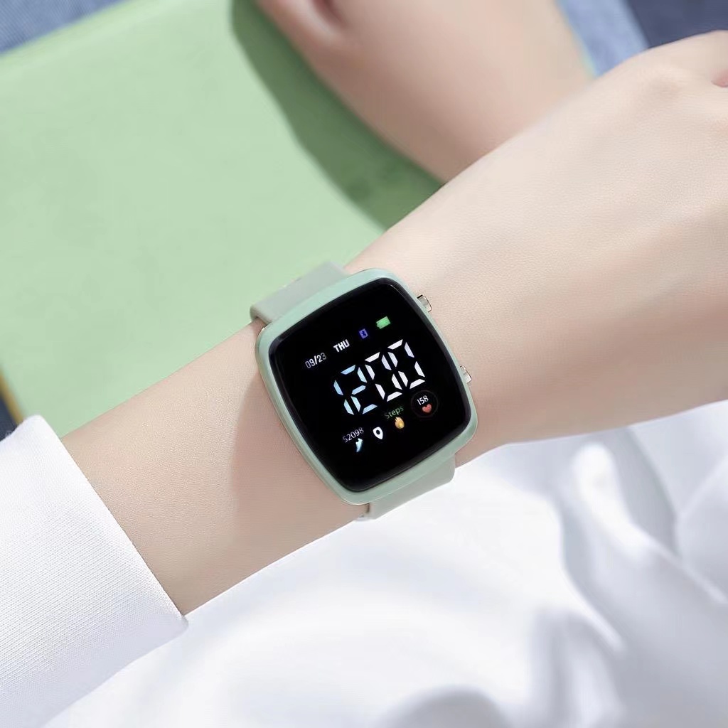 Jam Tangan Digital Sport Wanita Dan Pria Rubber Watch LED Fashion Import-58-8 Hijau